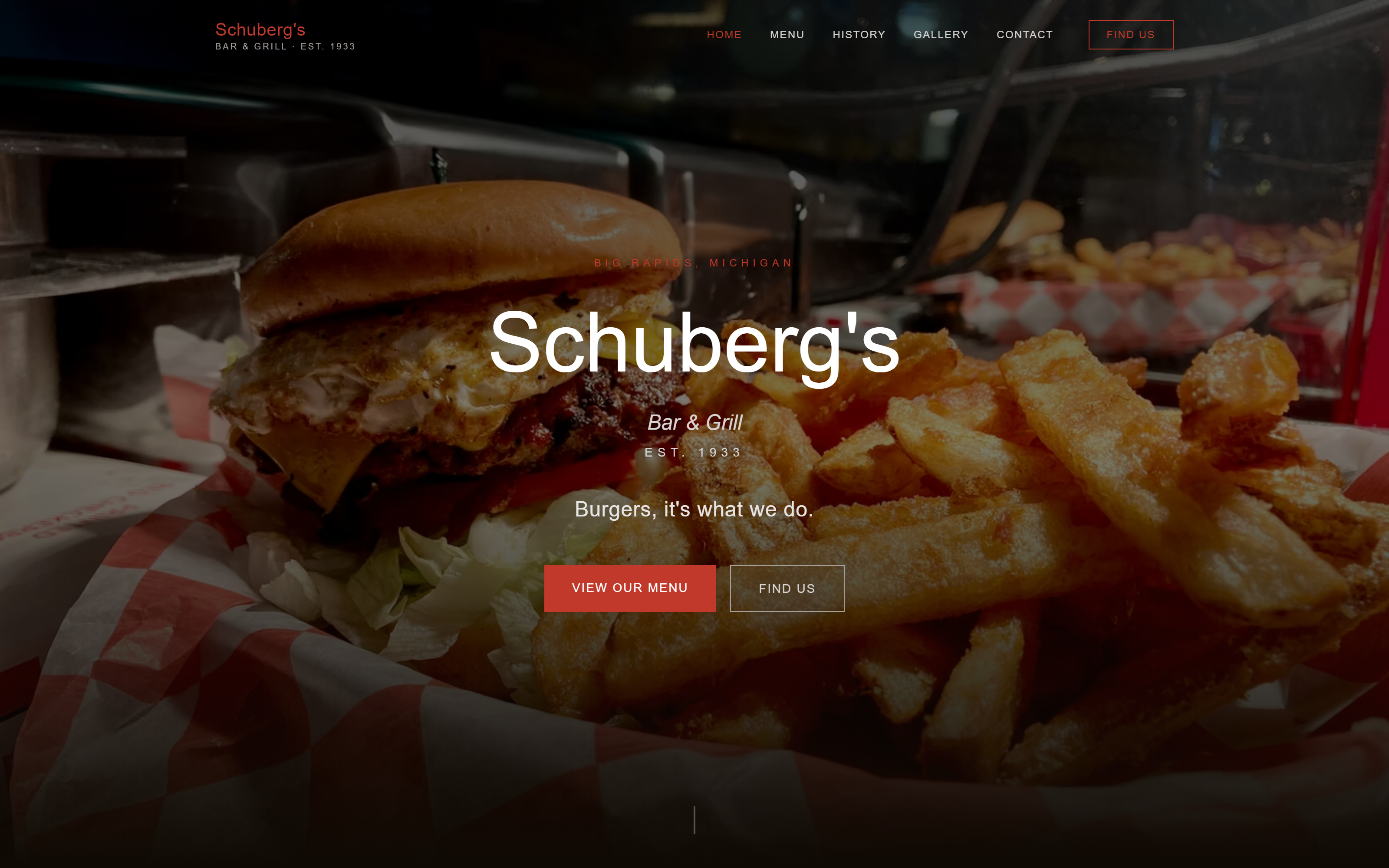 Screenshot of the Schuberg's Bar & Grill website
